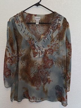 Chico's Silk Tunic Top, Size 2  (Women's Large)